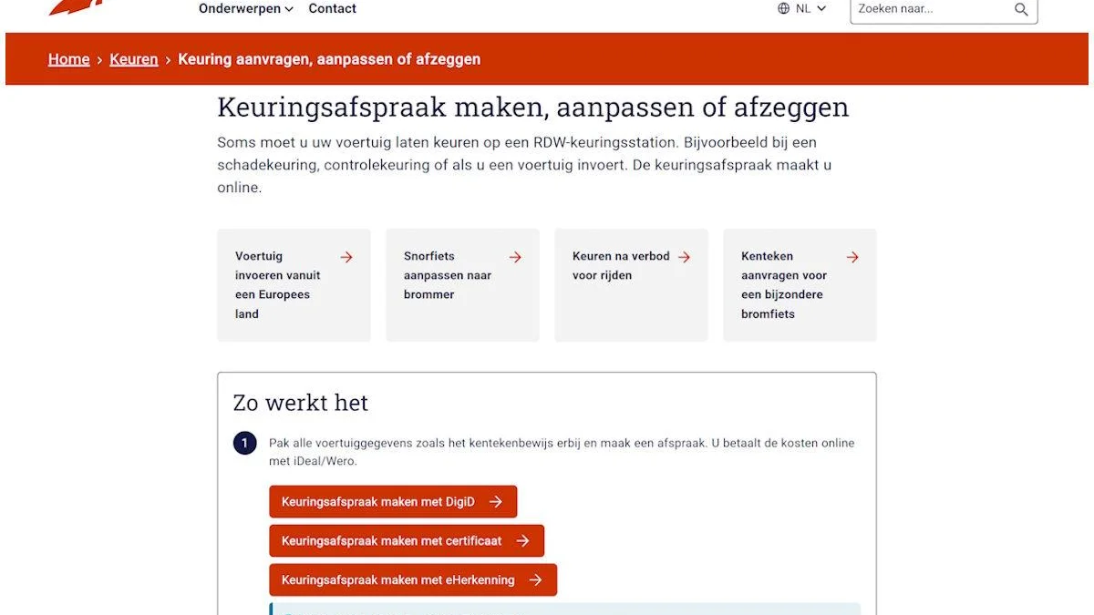 RDW-keuring motorfiets nu alleen online aan te vragen